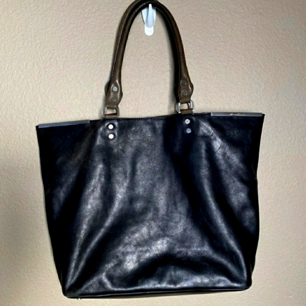 Kenneth Cole Black Leather Oversized Tote